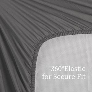 Juego de Sábanas y Fundas de Almohada de Microfibra para Cama Completa de 4 Piezas, Resistentes a la Decoloración y al Encogimiento, Fáciles de Cuidar, Disponibles en Gris - Product Image 5