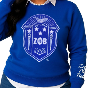 Sudadera de chenilla Zeta Phi Beta Blue Shield para mujer, jersey con escudo griego, bordado de hermandad, ropa informal - Product Image 6