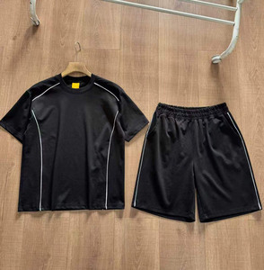 Men's Eco-Friendly Knitted Quick Dry Sporty <b>T</b>-Shirt and Shorts Set Crew Neck Solid Color 100% Cotton Summer Casual Wear - Product Image 6