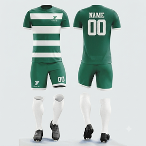 Conjunto de Uniforme de Fútbol Personalizado de Venta Caliente, Camiseta de Fútbol Deportiva, Uniforme de Equipo Personalizado, Ecológico, Antibacteriano, de Secado Rápido - Product Image 1