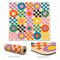 Tapis de Mahjong Moderne Pliable en Néoprène à Motif Damier Géométrique Original 33'' Tapis de Table Antidérapant Boutique Cadeau Américaine