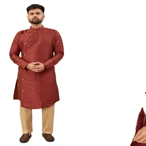 Ethnicrangメンズウェアシルクジャカードクルタとパジャマの結婚式 | インドからのメンズ最新の臨時服メーカー |