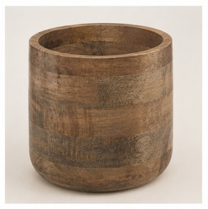 Pot de fleurs rond en bois rustique et jardinière d'extérieur en pin naturel durable pour la décoration de balcon et de jardin (vente en gros) - Product Image 5