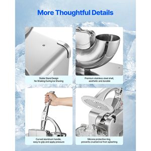 Macchina Elettrica Professionale per Tritare Ghiaccio, 661 LBS/H, Motore Premium 350W con 4 Lame, Contenitore Sostituibile - Product Image 6