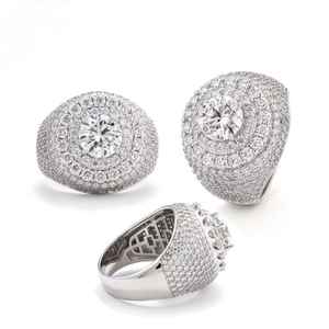 Moissanite Round Cut Diamond Dome <b>Ring</b> For <b>Mens</b> 925 Sterling <b>Silver</b> Fine Hip Hop Party Jewelry Gift For Friends - Product Image 5