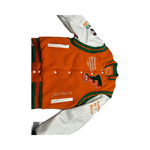 Veste universitaire décontractée unisexe FAMU personnalisée pour l'hiver, 100% coton molletonné, patch en chenille brodé, respirante, doublure en polyester à col en V - Product Image 1