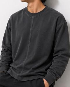 เสื้อสเวตเชิ้ตแขนยาวคอกลมสีเทาสำหรับผู้ชาย ทรงปกติ สวมใส่สบาย ผ้าถัก สีพื้น 100% ผ้าฝ้าย สำหรับฤดูหนาว แห้งเร็ว - Product Image 2
