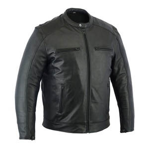 Nouvelles vestes de moto motard pour hommes délavées à coupe classique à col montant d'automne-hiver veste en Pu Faux cuir - Product Image 1