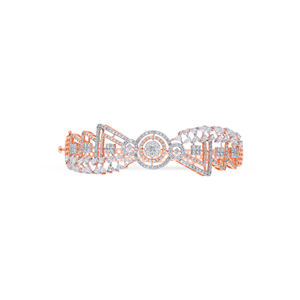 Luxury Women's 14K Rose Gold Lab Grown Diamond Classic <b>Bangle</b> <b>Bracelet</b> with Multi-Row Mesh and Circular Clasp Design - Product Image 1