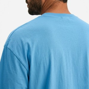 T-shirt Homme Bleu Ciel Oversize en Coton Respirant Coupe Décontractée Épaules Tombantes Style Streetwear Moderne Uni Vente Directe Usine - Product Image 5