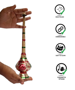 Aspersor de Agua de Rosas Gulab Pash de Latón con Acabado Esmaltado Decorativo, Recipiente Tradicional de Cuello Largo - Product Image 2