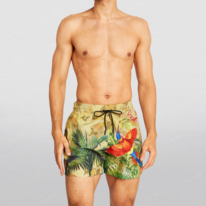 Shorts de bain pour hommes à séchage rapide, taille élastique avec cordon de serrage, shorts de plage pour hommes, tissu léger, vêtements de bain d'été pour la plage - Product Image 1