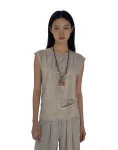 Artículos Populares de Fábrica al por Mayor: Conjunto de <span class=keywords><strong>Pijama</strong></span> de Cáñamo Sólido Personalizado para Mujer, Colección Primavera-Verano - Product Image 1