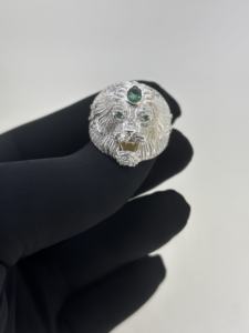 Luxury Jewelry Sterling <b>Silver</b> Gold Plated Peace Shape <b>Emerald</b> Natural Gemstone <b>Rings</b> Women Engagement Wedding Party <b>Ring</b> - Product Image 2