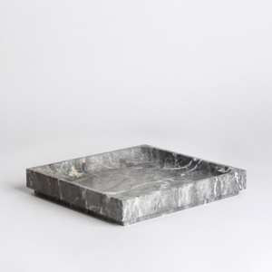 Plateau de service rond moderne en marbre avec cadre robuste pour servir du thé, du café, des cocktails et des collations lors de réunions du soir - Product Image 6