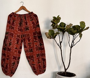 100% coton hommes fil teint salon pantalon respirant maison porter vêtements de nuit décontractés couleur Pure pierre lavage droit Harem confortable - Product Image 6