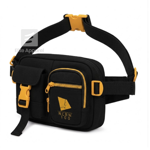 Bolso de cintura personalizado NCBW Sorority negro y dorado, estilo casual, con logo bordado y bolsillo con cremallera para ropa griega femenina - Product Image 2