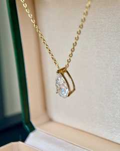 สร้อยคอจี้ทรงลูกแพร์วินเทจชุบทองคำ 14k พรีเมียม ประดับเพชรทรงลูกแพร์ 5 กะรัต E VVS เพชรเลี้ยงในห้องปฏิบัติการ รับรองโดย IGI สำหรับผู้หญิง - Product Image 2