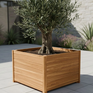 Wooden Planters Outdoor Rustic Garden Flower <b>Pots</b> Natural Wood Container for Green <b>Plants</b> and Flowers - Product Image 3