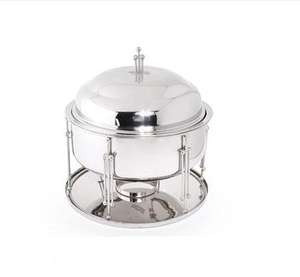 Pot contemporain en acier inoxydable plaqué argent avec couvercle et photophore Chauffe-plat ultime pour buffet et fêtes à l'hôtel - Product Image 6