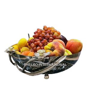 Bol décoratif moderne en acier inoxydable et laiton, poli brillant, deux tailles différentes, pour la maison - Product Image 6