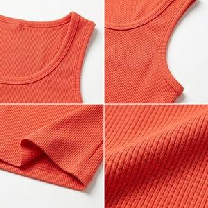 Ribbed Tank <b>Top</b> Sleeveless Scoop Neck Fitted Knit Daily Wear Comfortable Casual Soft Custom OEM Wholesale Manufacturer - Product Image 5