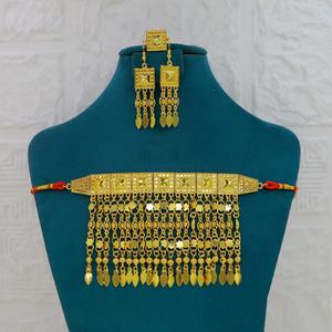 Nouveau collier et boucles d'oreilles tendance, design classique et actuel, style arabe, Dubaï, Moyen-Orient, pour femmes, plaqué or de qualité supérieure, tendance, ensemble de mariage - Product Image 5