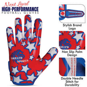 SKILLED SPORTS 2026 NOUVEAU Gants de football d'hiver unisexes imperméables à écran tactile avec drapeau américain Freedom en polyester/coton - Product Image 6