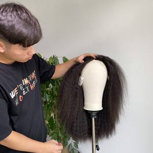 Meilleur prix de gros perruques de cheveux humains crépus droits de qualité supérieure extensions de cheveux vietnamiens perruques avant de lacet pour les femmes - Product Image 5