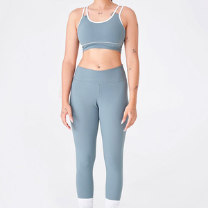 Wholesale Fully Customized Design Fitness Yoga Set Regular Size Plain Dyed Legging & Bra Yoga Set For Women's with Oem - Product Image 4