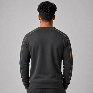 Custom Manufacture <b>Men's</b> Athletic Wear Embroidered Logo Club Charcoal <b>Grey</b> Pullover <b>Men's</b> Crewneck <b>Sweatshirts</b> OEM Design - Product Image 2