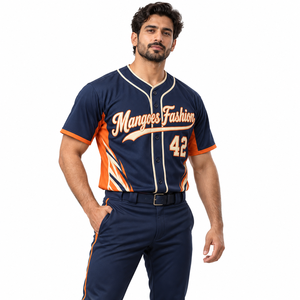 Wholesale Baseball Jersey Men's Short Sleeve Button <b>Down</b> V-Neck 100% Polyester Moisture Wicking Team Apparel - Product Image 5