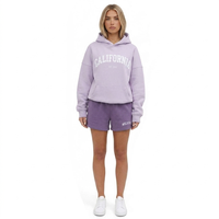 Ensemble décontracté pour femmes, haut à capuche brodé uni et short assorti, doux, confortable, respirant, écologique, 100% coton, deux pièces