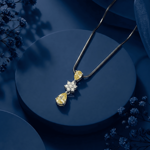 Colgante de diamante cultivado en laboratorio, colgante de diamante amarillo en forma de pera, collar de diamantes floral, elegante joyería fina para mujer, regalo estilo gota. - Product Image 2