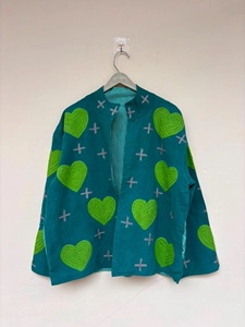 <b>Top</b> Trendy Suzani Hand Embroidered Heart Velvet Short Jacket Boho Outerwear Winter Kimono <b>Coat</b> Gift for Her - Product Image 1