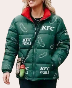Veste matelassée isolante Premium KFC Pickle Lover |   Vêtements streetwear vert foncé, édition Hype, vente en gros, promotion fast-food, marque privée - Product Image 3