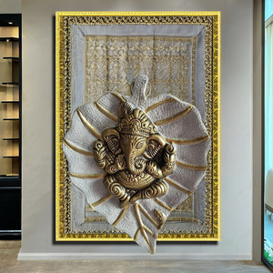 White-Golden Metal Ganesha Wall Hanging Hand-carved Lord Ganesha for Home & Office Decor - Product Image 2