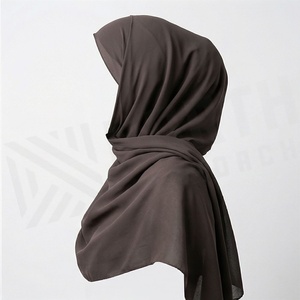 Hiyab de poliéster de color sólido para mujer, tela de chifón transpirable, para uso diario, pañuelo étnico de Oriente Medio. - Product Image 3