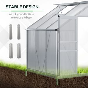 Serra da Giardino Regolabile con Tetto Apribile 6FT X 4FT in Alluminio con Porta Scorrevole in Policarbonato e Grondaia - Colore Verde - Product Image 6