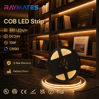 Bande lumineuse LED COB 24V à réponse rapide pour l'intérieur de voiture, pour la décoration automobile et l'éclairage d'ambiance, CRI 90 élevé