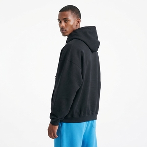 <b>Men</b> <b>Black</b> Hooded Sweatshirt Regular Fit <b>Fleece</b> Casual Pullover Front Pocket Solid Color Streetwear 100% Cotton Anti-Pilling - Product Image 2