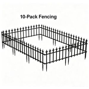 Clôture de jardin pliable en fil métallique noir de 4 mm, lot de 10, sans creuser, barrière anti-animaux, clôture décorative en métal, aménagement paysager extérieur - Product Image 1