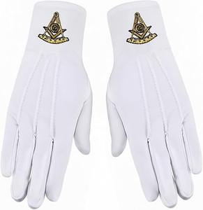Gants en coton brodés Past Master Masonic - [Blanc] Taille unique Convient à la plupart des types de tissus en coton - Product Image 1