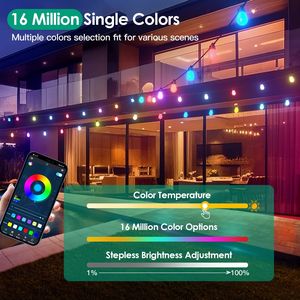 52.5FT Smart RGB LED Outdoor <b>String</b> Lights Colorful Patio Lights IP66 Waterproof for Stage Lighting - Product Image 4