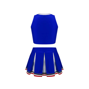 Ensemble d'uniformes de cheerleading bleus personnalisés pour jeunes, vêtements d'entraînement par sublimation et accessoires, vente en gros d'uniformes de cheerleading - Product Image 2