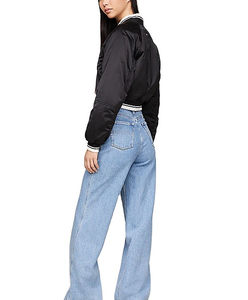 Chaqueta Bomber de Satén para Mujer, Estilo Transpirable, Manga Larga, Diseño Reciente OEM / Chaqueta Bomber de Satén con Logotipo Personalizado para Mujer 2024 - Product Image 6