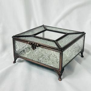 Retro Style Glass Card Holder <b>Box</b>, Antique <b>Decorative</b> Square <b>Storage</b> <b>Box</b> for Wedding Reception, Keepsakes, Terrarium & Gifting - Product Image 4