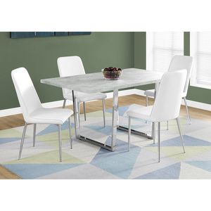 Tavolo da Pranzo Rettangolare Contemporaneo 60 Pollici per Cucina e Sala da Pranzo, Laminato Grigio con Metallo Cromato, Stile Moderno - Product Image 4
