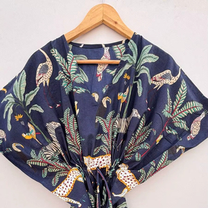 Robe Kaftan en Coton Printemps-Été, Vente en Gros, Robe de Soirée Florale Indienne en Coton pour Mamans, Longue Robe de Plage, Vêtement de Nuit - Product Image 1