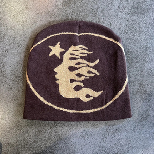 Gorro de punto personalizado, grueso, para invierno, estilo holgado, con diseño de cara de llama, jacquard, fabricante de ropa urbana - Product Image 5